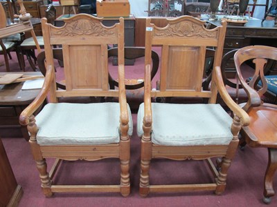 Lot 1502 - Pair of Keenpine throne style chairs each with...