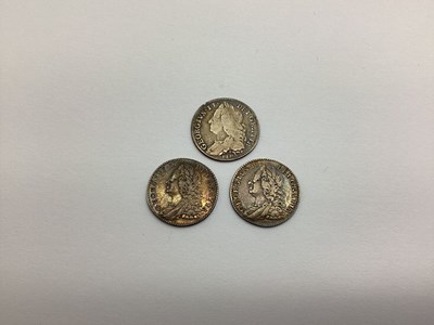 Lot 348 - Three George II Silver Sixpences, including a...