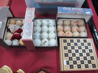 Lot 1344 - golf balls in later boxes, games set.