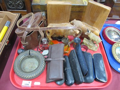 Lot 1294 - Book end, binoculars, spectacles, lens etc. 1...