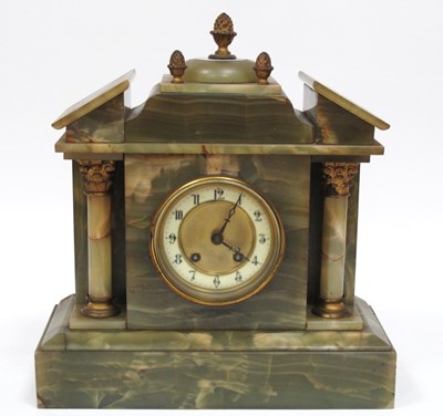 Lot 1451 - A Late XIX Century Green Onyx Mantle Clock,...