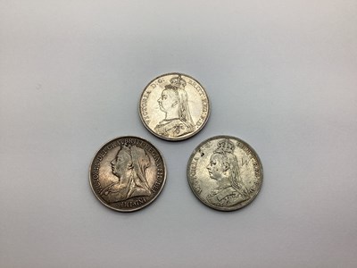 Lot 359 - Three GB Victoria Silver Crowns, 1887 and 1889...