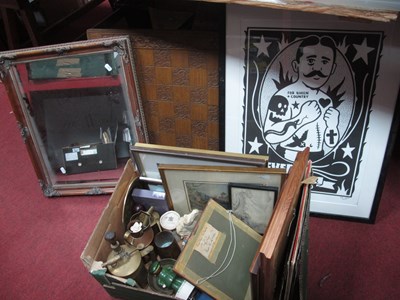 Lot 1128 - Brassware, prints, photo frames, LP and single...