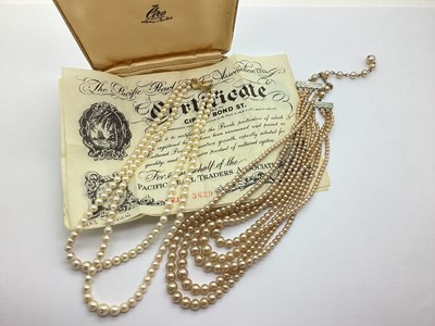 Lot 160 - A Two Row Graduated Pearl Bead Necklace, to...