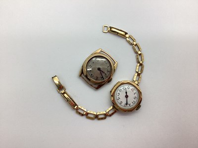 Lot 104 - A Vintage 9ct Gold Cased Wristwatch Head, (no...