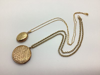 Lot 183 - A 9ct Gold Oval Locket Pendant, on fine chain;...