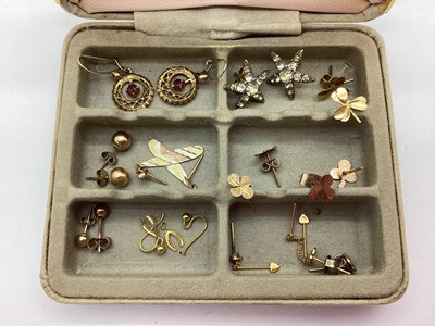 Lot 164 - Three Pairs of 9ct Gold Earrings of Clover...