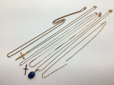 Lot 187 - 9ct Gold and Other Chains, including crucifix...