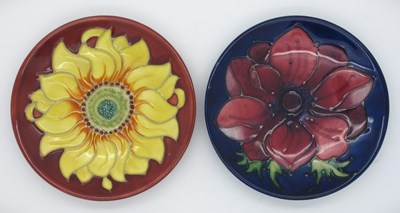 Lot 1322 - Two Moorcroft Pin Dishes, 'Sunflower' dated 94...