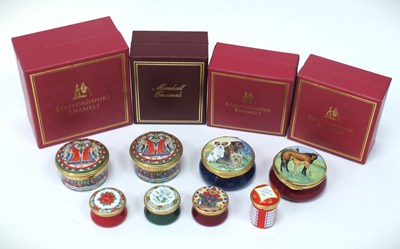 Lot 1310 - Staffordshire Enamels Pill Boxes, to include...