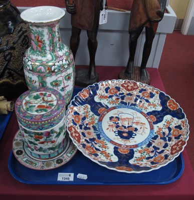 Lot 1345 - A Chinese Imari pattern charger, with a fluted...