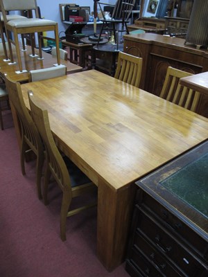 Lot 1537 - Oak rectangular-shaped dining table on square...