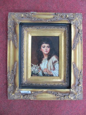 Lot 1500 - Knowl, Girl with Flowers, late XX Century oil...