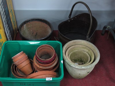 Lot 1151 - Terracotta plant pots, glazed and unglazed...