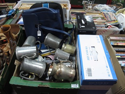 Lot 1118 - A quantity of pewter tankards, metal nut...