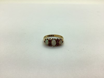 Lot 224 - A Late Victorian 18ct Gold Opal and Ruby Ring,...