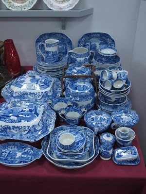 Lot 1159 - A Copeland Spode pottery Italian pattern blue...