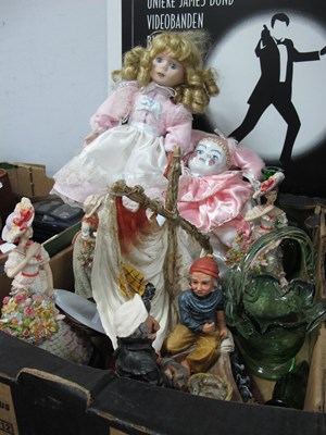 Lot 1037 - Doll with a porcelain head, Leonardo figures,...