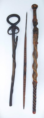 Lot 1353 - African Carved Walking Stick, with a carved...