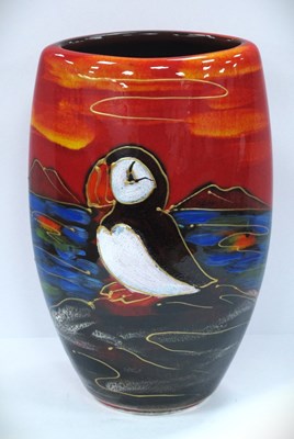 Lot 1257 - Anita Harris 'Puffin' Oval Vase, gold signed,...