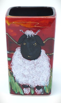 Lot 1291 - Anita Harris 'Woolly the Sheep' Square Vase,...