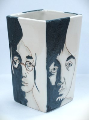 Lot 1268 - Burselm Pottery 'Four Face Beatle' Square Vase,...