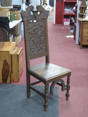 Lot 1521 - Early XX Century Oak Chair, with a swan neck...