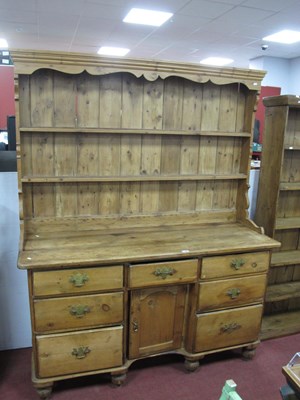 Lot 1508 - XIX Century and later pine dresser rack with a...