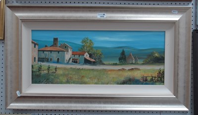 Lot 1455 - Digby Page oil on board 'Farm House' signed...