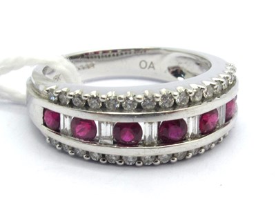 Lot 166 - A Modern 18ct White Gold Ruby and Diamond...