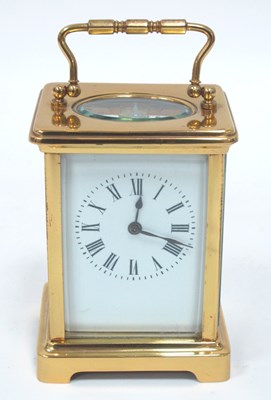 Lot 1393 - A French Louet Movement Brass Carriage Clock,...