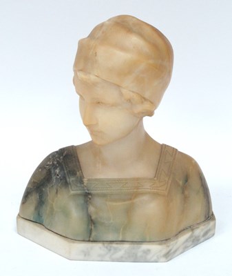 Lot 1293 - An Early XX Century Art Deco Alabaster Bust of...