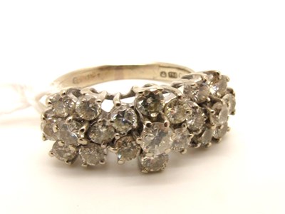 Lot 94 - A Diamond Set Triple Cluster Dress Ring, claw...