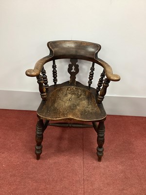 Lot 1524 - A XIX Century Ash and Elm Pad Arm Captain's...