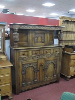 Lot 1506 - Oak court cupboard circa Mid XX Century with...