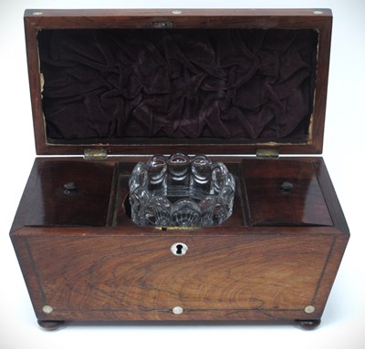 Lot 1366 - XIX Century rosewood tea caddy, sarcophagus...