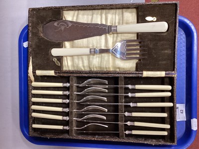 Lot 42 - A Cased Set of Fish Knives and Forks, with...