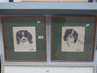 Lot 1477 - A. North, Spaniel Dog Studies, pair mixed...