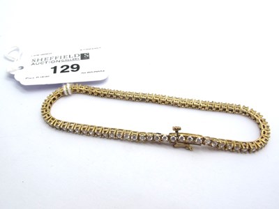 Lot 129 - A Modern 9ct Gold CZ Set Line Bracelet, of...