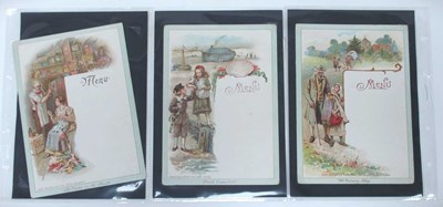 Lot 1308 - Liebig Menu Cards, 1897, scenes from Dickens...