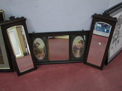 Lot 1454 - Early XX Century Oval Wall Mirror, flanked by...