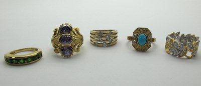 Lot 220 - Modern "925" Gilt Dress Rings, including...