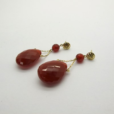 Lot 184 - A Pair of Modern Drop Earrings, faceted drops...