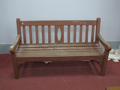 Lot 1575 - Wooden garden bench with open slatted back,...