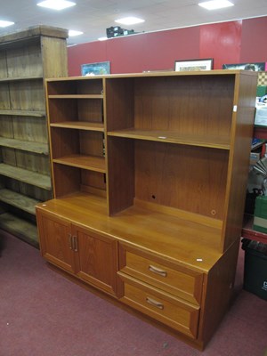 Lot 1511 - G Plan lounge unit with open shelved back, the...