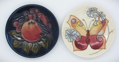 Lot 1321 - Two Moorcroft Pin Trays, 'Finches' pattern,...