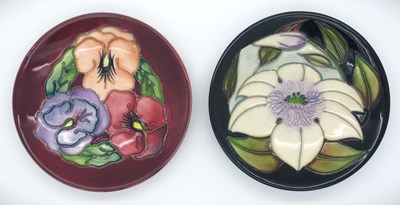 Lot 1312 - Two Moorcroft Pin Trays, 'Pansy' date cypher...