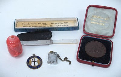 Lot 1304 - A Masonic Butter Knife, stamped " Viners" with...