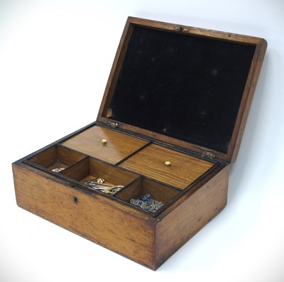 Lot 1358 - A Small Victorian Oak Advertising Sewing Box...