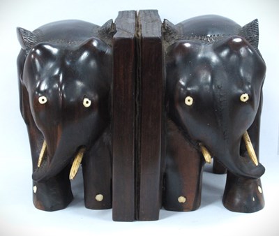 Lot 1429 - A Pair of Heavy Large Lignum Vitae Elephant...